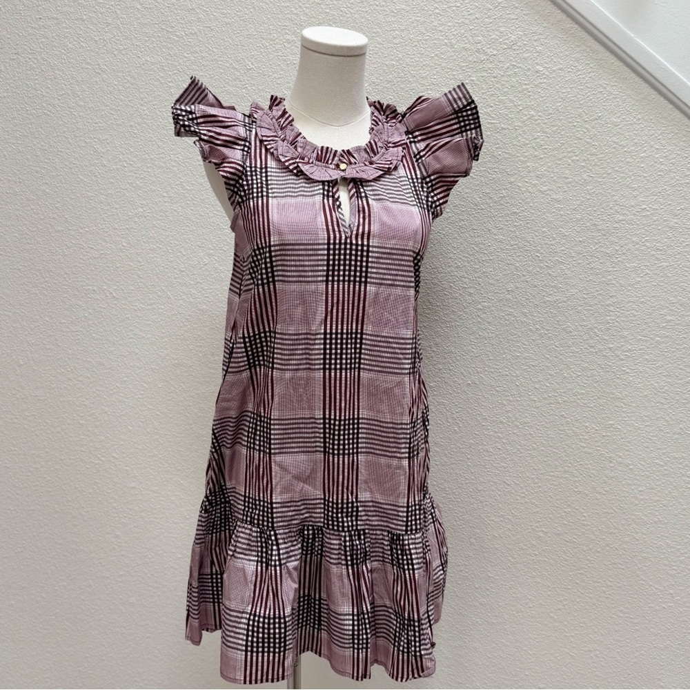 NWT Designer Never a Wallflower Rachel Dress Brown Cotton Plaid Size XS - Picture 6 of 7